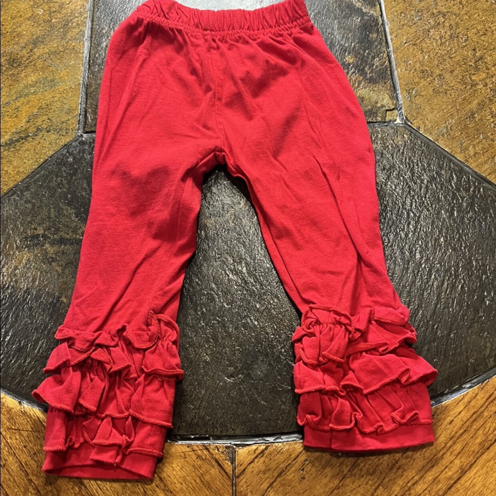 Red Ruffle Bottom Boutique Pants